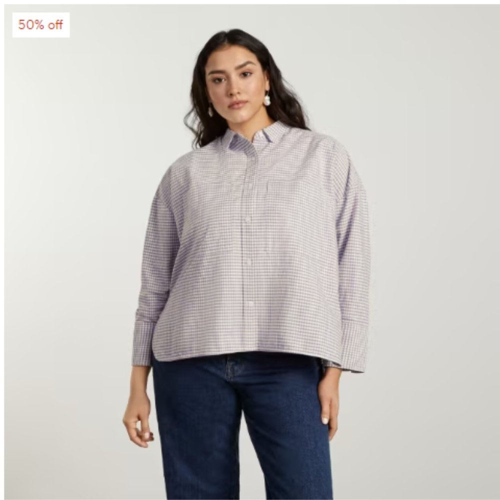 The Boxy Oxford in Lavender Gingham size M - NWT